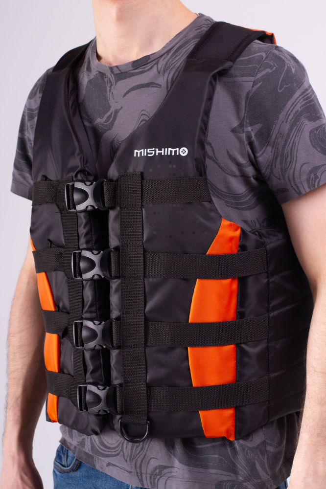 Жилет спасательный MISHIMO PRO Премиум качества Черно-оранжевый в Каспийске
