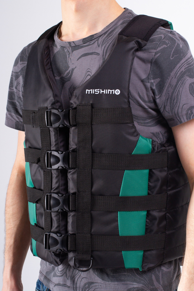 Жилет спасательный MISHIMO PRO Премиум качества Черно-зеленый в Каспийске