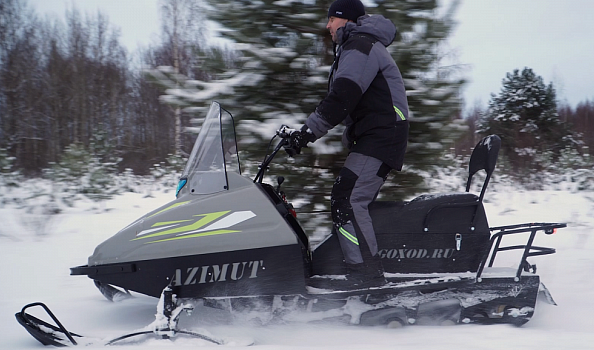 Миниснегоход Бурлак Азимут 20 л.с. , эл.запуск, реверс, тормоз гидравл, капот серый в Каспийске