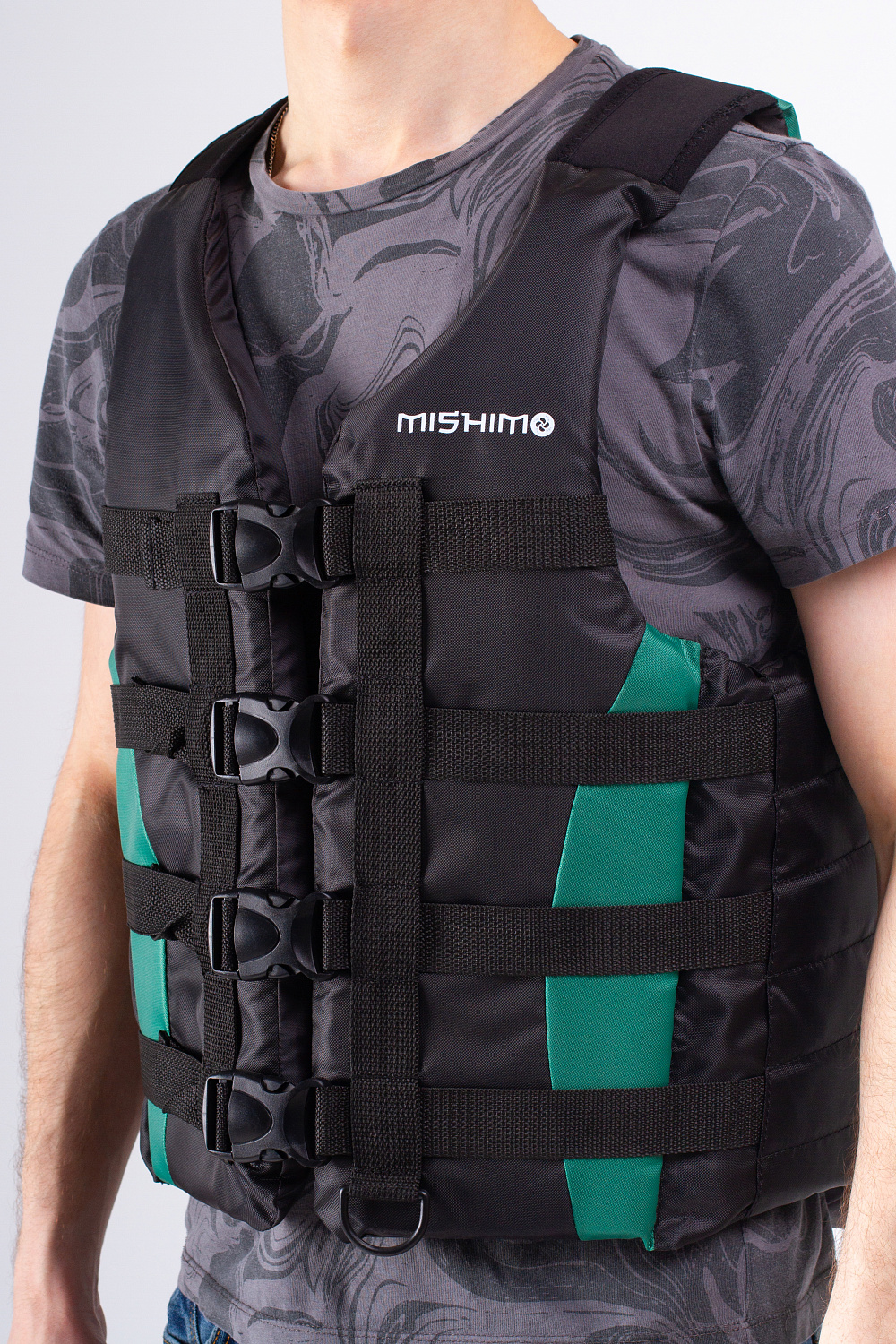 Жилет спасательный MISHIMO PRO Премиум качества Черно-зеленый в Каспийске