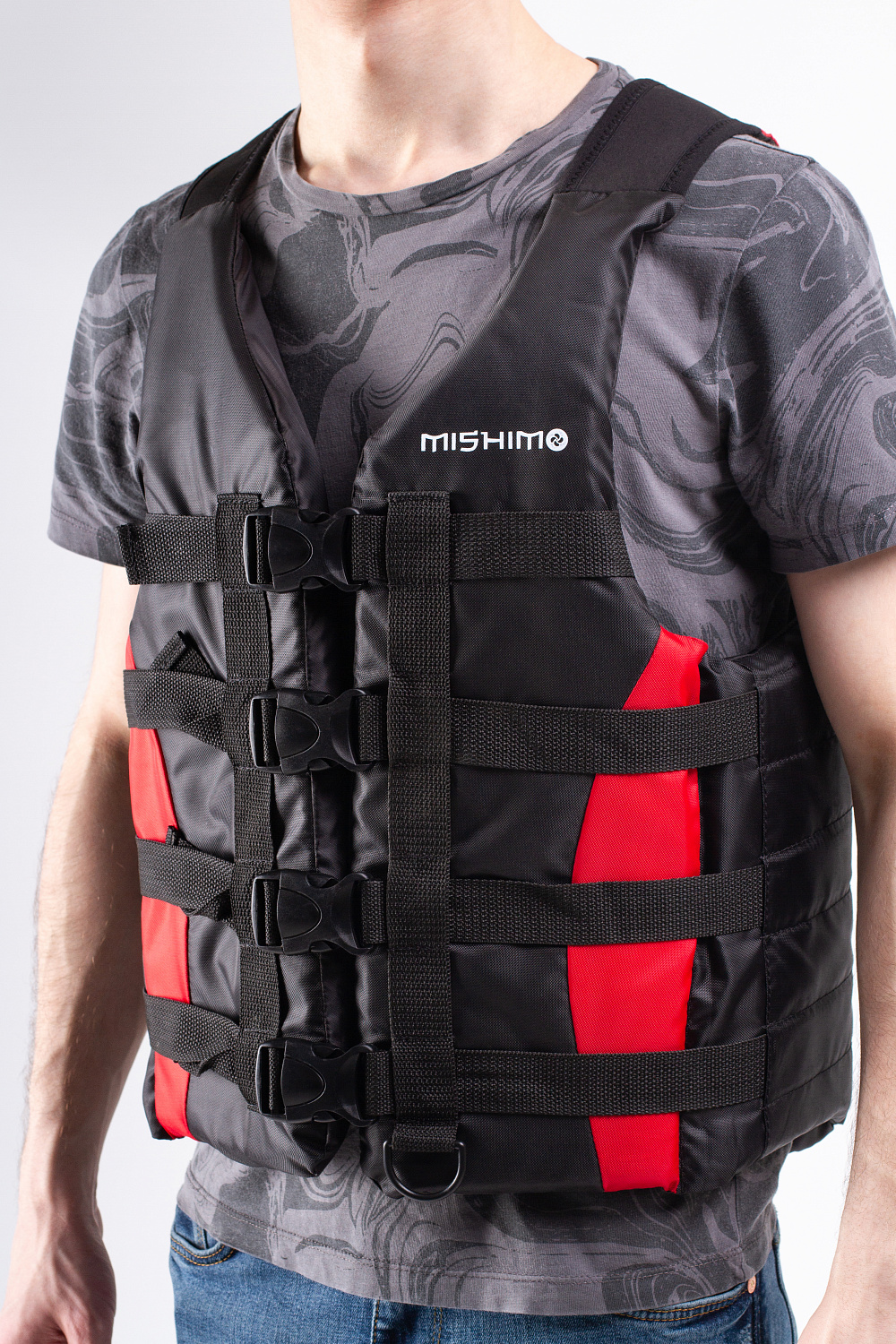 Жилет спасательный MISHIMO PRO Премиум качества Черно-красный в Каспийске